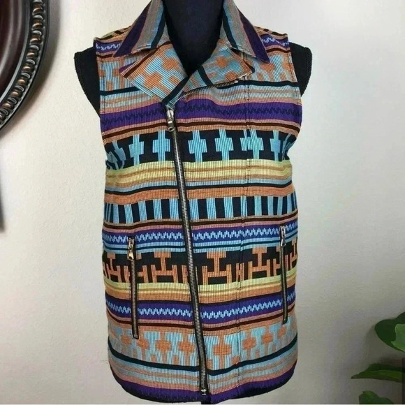 MSGM Women’s Cross Zip Sleeveless Multicolor Vest Size 38 Made in Italy - Picture 4 of 16